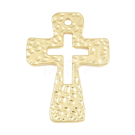 Textured Brass Connector Charm KK-CBA95AE-02C-G-1