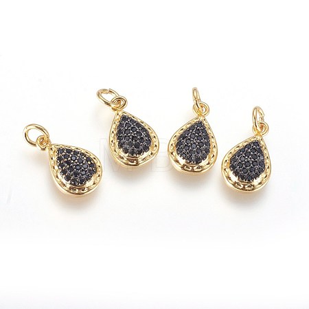 Brass Micro Pave Cubic Zirconia Charms ZIRC-G150-06A-1