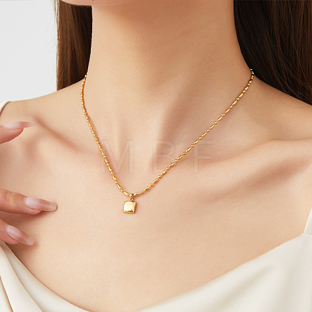 304 Stainless Steel Polished Square Pendant Necklaces for Women WGCA7B3-02-1