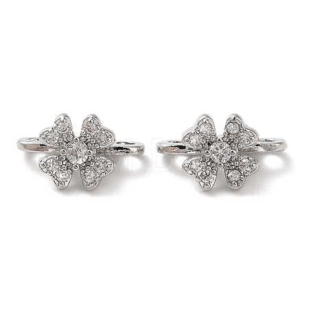 Brass Micro Pave Clear Cubic Zirconia Slide Charms KK-P239-19P-1