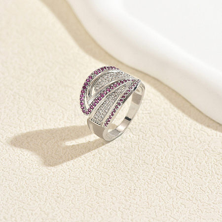 Brass Micro Pave Cubic Zirconia Finger Rings BK2571-3-1