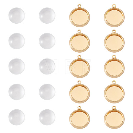 12Pcs Brass Pendant Cabochon Settings KK-TA0003-10B-1