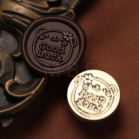 Good Luck Wax Seal Brass Stamp Heads AJEW-M038-01A-G-1