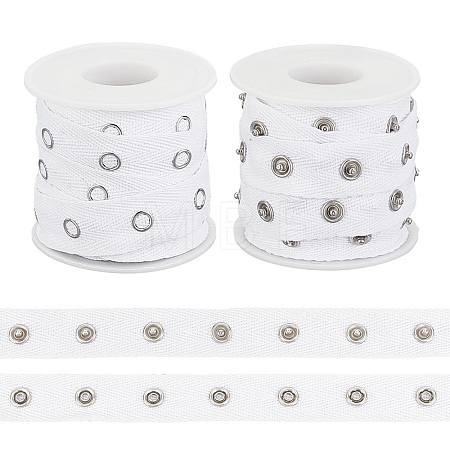 5 Yards Alloy Snap Button Tape Trim Polyester Ribbons DIY-OC0011-27A-1