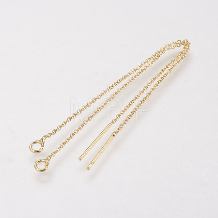 Brass Chain Stud Earring Findings X-KK-F730-05G-1