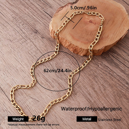 Vintage Style 5MM 304 Stainless Steel Paperclip Chain Necklaces for Women ZQ6132-1-1