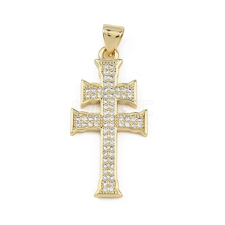 Religion Brass Micro Pave Clear Cubic Zirconia Pendants KK-B177-03G-02-1