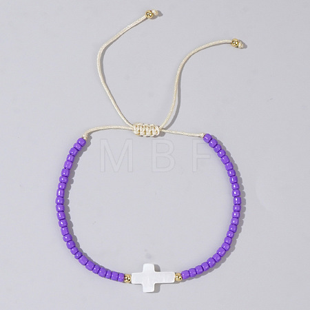 Glass Seed Beads & Brass Braided Beaded Bracelets TV0952-1-1