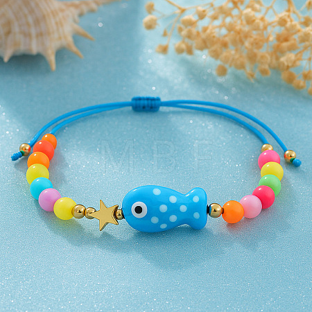 Ocean Style Fish Porcelain Bead Braided Bracelets YA5775-1
