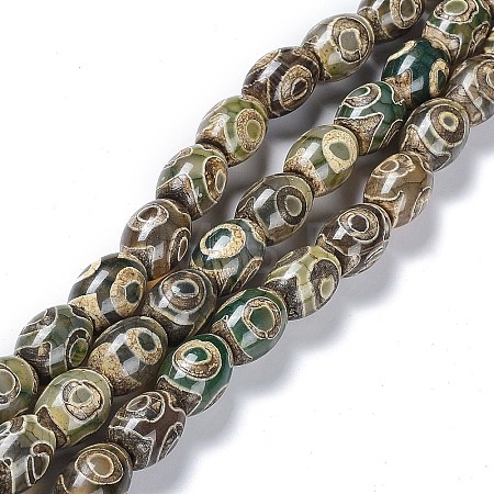 Tibetan Style dZi Beads Strands TDZI-E005-01E-1