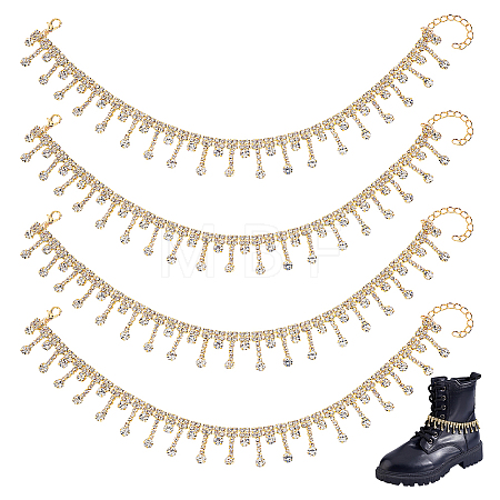 4Pcs Iron Rhinestone Tassel Boot Strap Chains HJEW-PH02567-1
