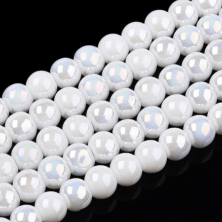 Electroplate Opaque Glass Beads Strands X-GLAA-T032-P4mm-AB02-1