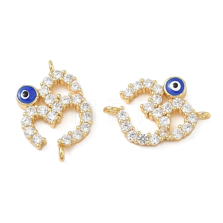 Chakra Brass Micro Pave Clear Cubic Zirconia Enamel Blue Evil Eye Aum Om Symbol Links KK-L256-28G-1