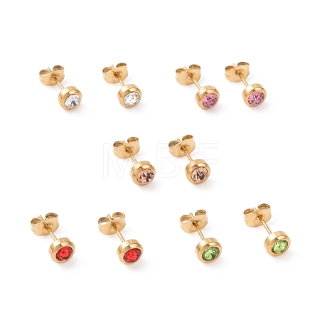 Rhinestone Column Stud Earrings EJEW-H357-04G-A-1