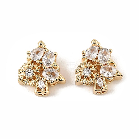 Brass Micro Pave Cubic Zirconia Beads KK-C155-08G-01-1