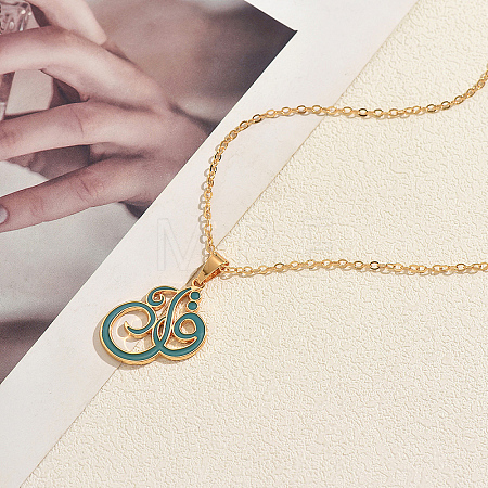 Alloy Islamic Arabic Calligraphy Letter Enamel Pendant Necklaces ZV2727-2-1