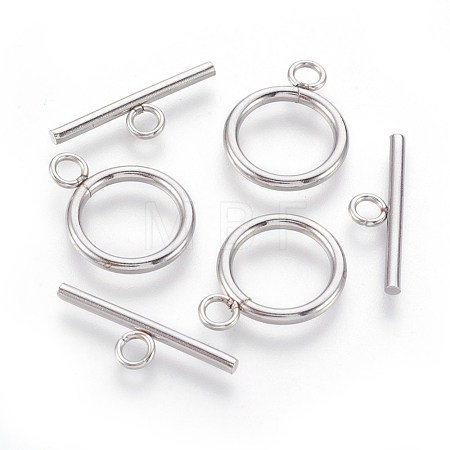 Tarnish Resistant 304 Stainless Steel Toggle Clasps STAS-F188-30G-1
