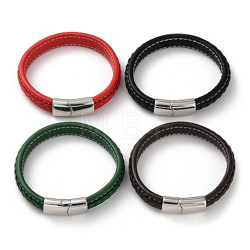 Mixed Color Braided Leather Cord Bracelet BJEW-M302-01P-1