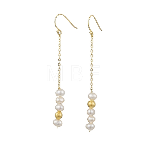 Natural Pearl Dangle Earrings EJEW-P286-42G-1