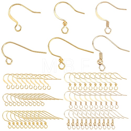 120Pcs 6 Style Brass French Hooks with Coil and Ball KK-SC0003-63-1