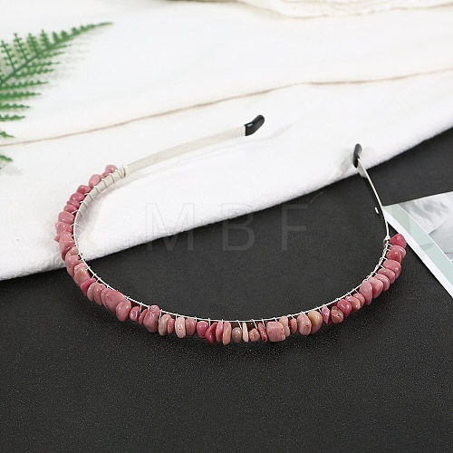 Natural Rhodonite Hair Bands PW-WG2EC7C-01-1