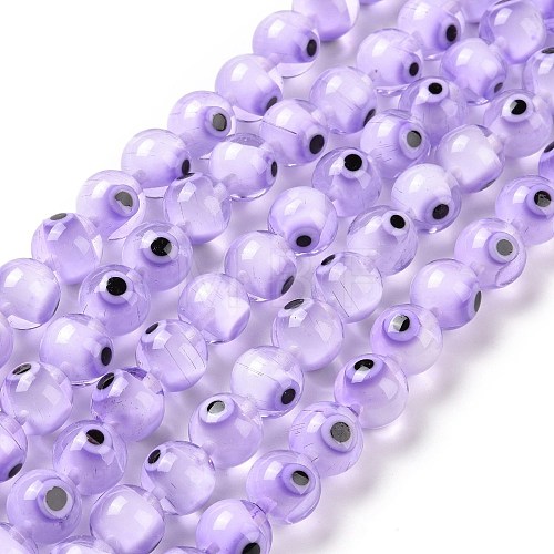 Handmade Evil Eye Lampwork Round Bead Strands LAMP-L055-10mm-26-1