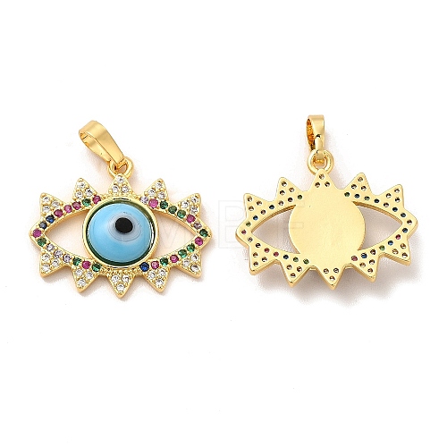 Rack Plating Brass Micro Pave Colorful Cubic Zirconia Pendants LAMP-A153-03G-01-1