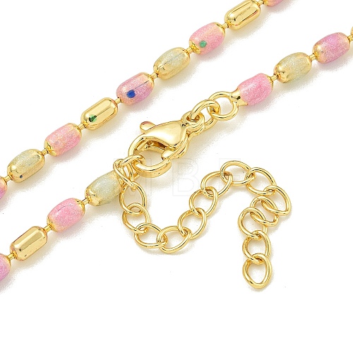 Brass Enamel Column Link Chain Necklaces NJEW-H039-04A-03G-1