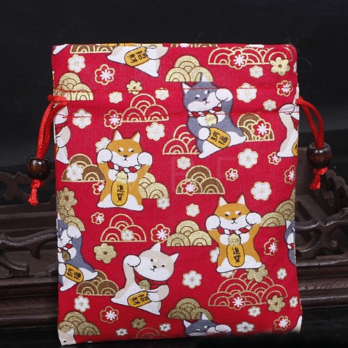 Chinese Style Rectangle Cloth Printed Drawstring Gift Bags PW-WG9C527-19-1