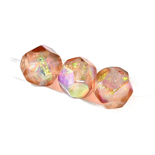 10Pcs Gradient Color & UV Plating Rainbow Iridescent Opaque Resin Beads PW-WG6C260-05-1