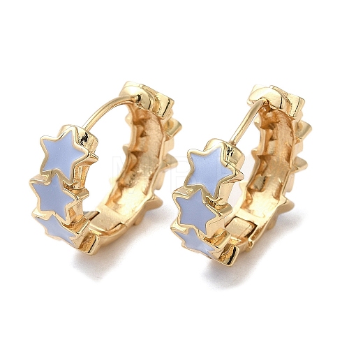 Star Real 18K Gold Plated Brass Hoop Earrings EJEW-L268-013G-03-1