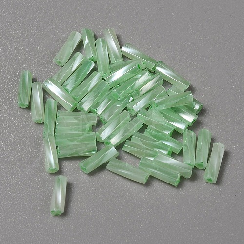 Opaque Colours Glass Twist Bugle Beads GLAA-WH0039-08F-1