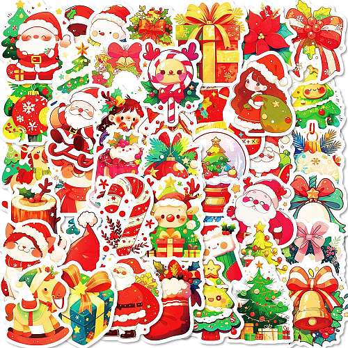 50Pcs Christmas Theme Cartoon Paper Stickers DIY-P085-09-1