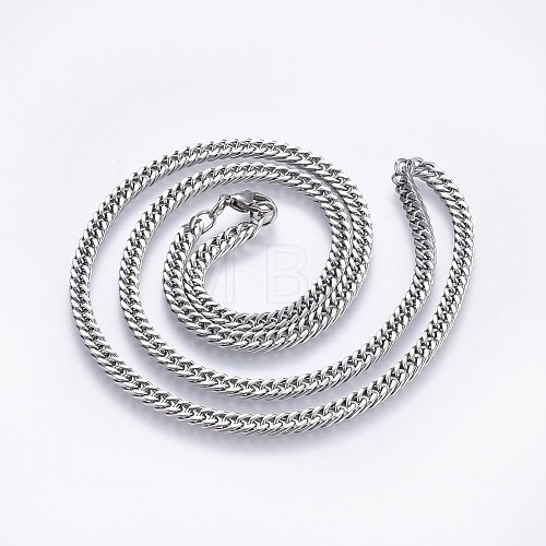 Non-Tarnish 304 Stainless Steel Curb Chain Necklaces NJEW-O102-12P-1