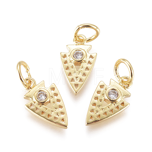 Brass Micro Pave Cubic Zirconia Charms KK-D159-08G-1