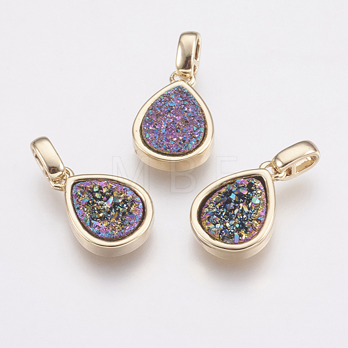 Natural Druzy Agate Pendants KK-G343-13F-G-1