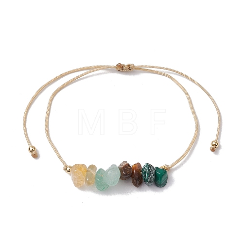 Natural Mixed Gemstone Chips Braided Bead Bracelets BJEW-JB11036-01-1