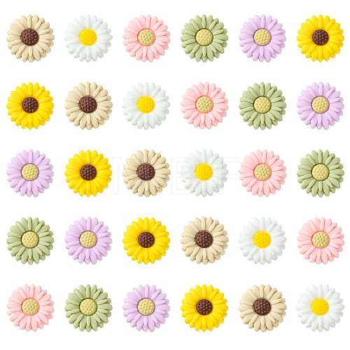 20Pcs Daisy Food Grade Eco-Friendly Silicone Focal Beads SIL-CJ0001-07-1