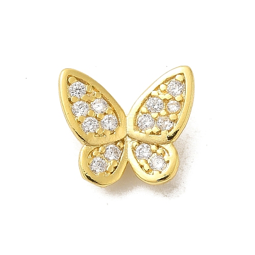 Butterfly Rack Plating Brass Micro Pave Cubic Zirconia Pendants Charms KK-S396-08C-1