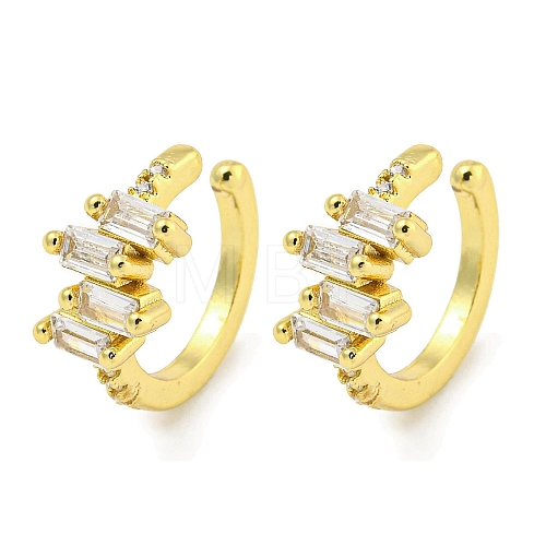 Brass Cubic Zirconia Cuff Earrings EJEW-C104-033G-1