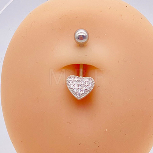 304 Stainless Steel Micro Pave Cubic Zirconia Belly Rings WGADED5-07-1