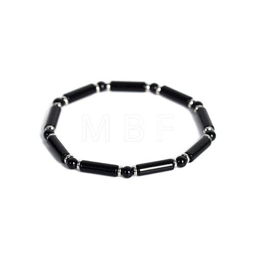 Natural Obsidian Bead Stretch Bracelets PW-WG50993-06-1