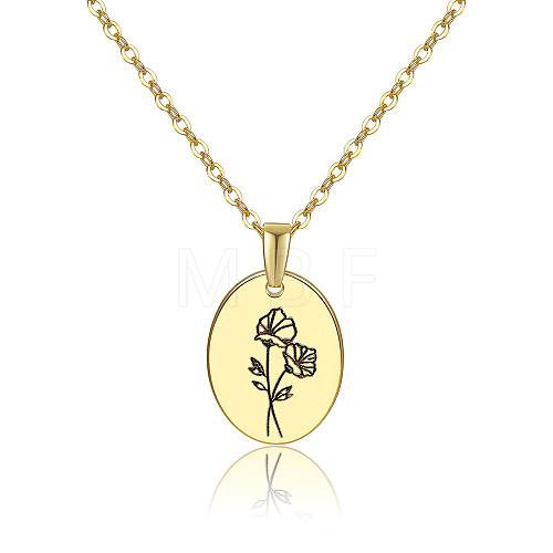 Brass Birth Month Flower Pendant Necklace HUDU-PW0001-034I-1-1