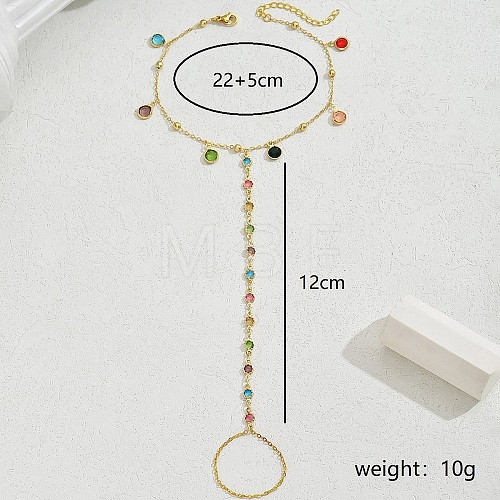 Holiday Brass Micro Pave Zircon Flower Tassel Charm Anklets Toe Ring for Women TX0877-1-1