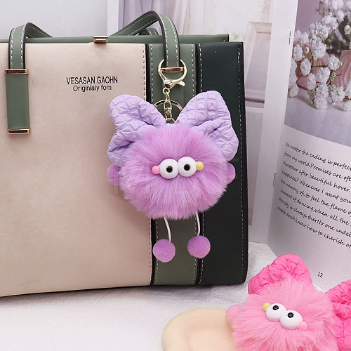 Cute Imitate Rex Rabbit Fur Keychain PW-WG2EE88-01-1