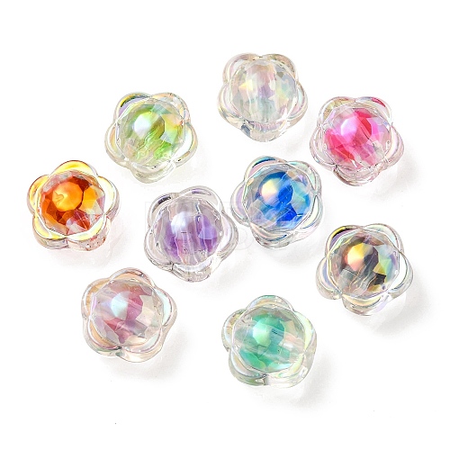 UV Plating Rainbow Iridescent Acrylic Beads X-OACR-A014-03-1