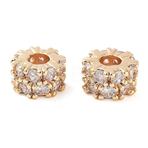 Brass Micro Pave Clear Cubic Zirconia Beads KK-U028-29G-1