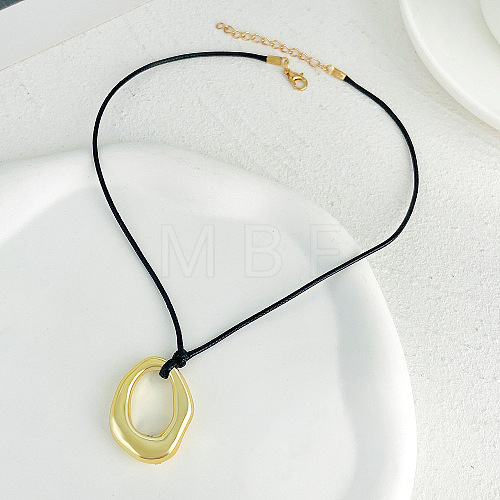 Oval Alloy with Wax Cord Pendant Necklaces FS-WG67ECA-04-1