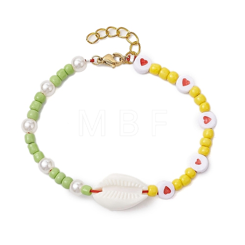 Summer Beach Acrylic Shell & Plastic Beaded Bracelets BJEW-JB10413-1