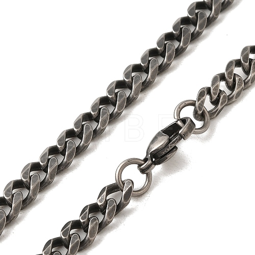 Retro 304 Stainless Steel Cuban Link Chain Necklaces NJEW-L173-027AS-02-1